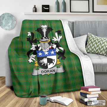 Tartan Vibes Clothing Doran Irish Clan Tartan Blanket with Coat of Arms