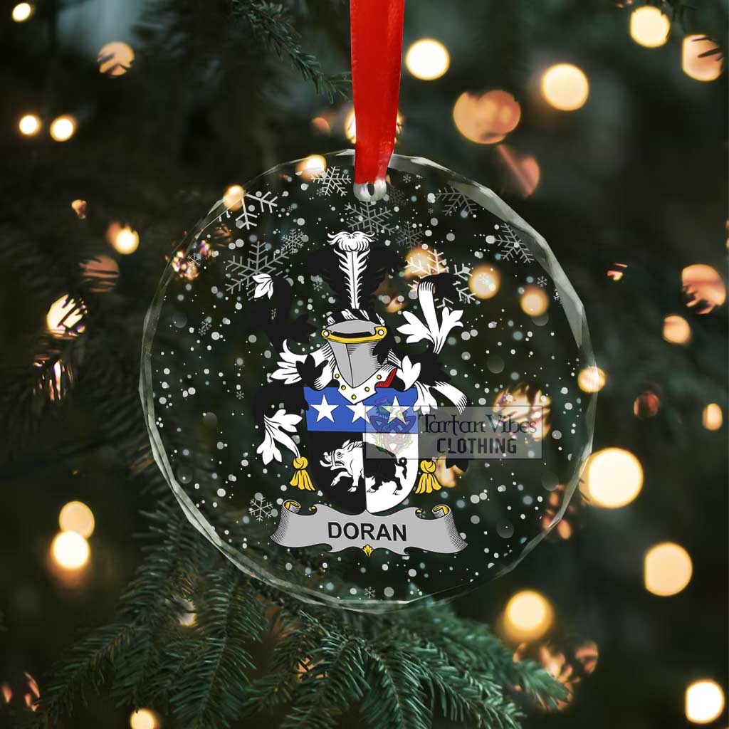 Doran Irish Clan Christmas Glass Ornament with Coat of Arms - 2D-tartanvibesclothing