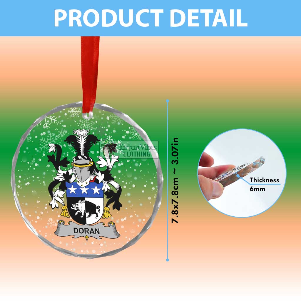 Doran Irish Clan Christmas Glass Ornament with Coat of Arms - 2D-tartanvibesclothing