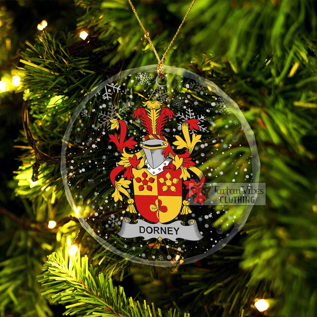 Dorney Irish Clan Christmas Glass Ornament with Coat of Arms Transparent Glass Circle - 2D-tartanvibesclothing