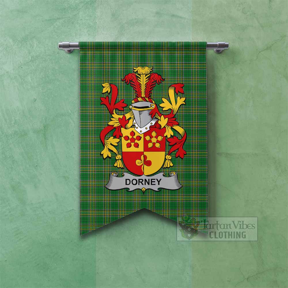Dorney Irish Clan Tartan Gonfalon, Tartan Banner with Coat of Arms Fishtail - Tartan Vibes Clothing