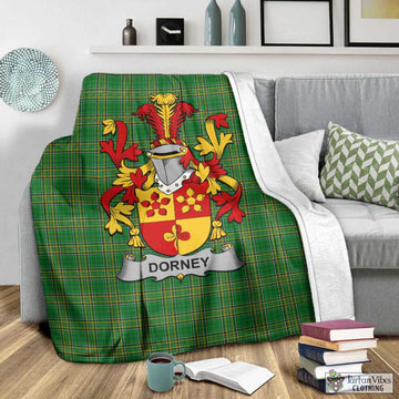Tartan Vibes Clothing Dorney Irish Clan Tartan Blanket with Coat of Arms