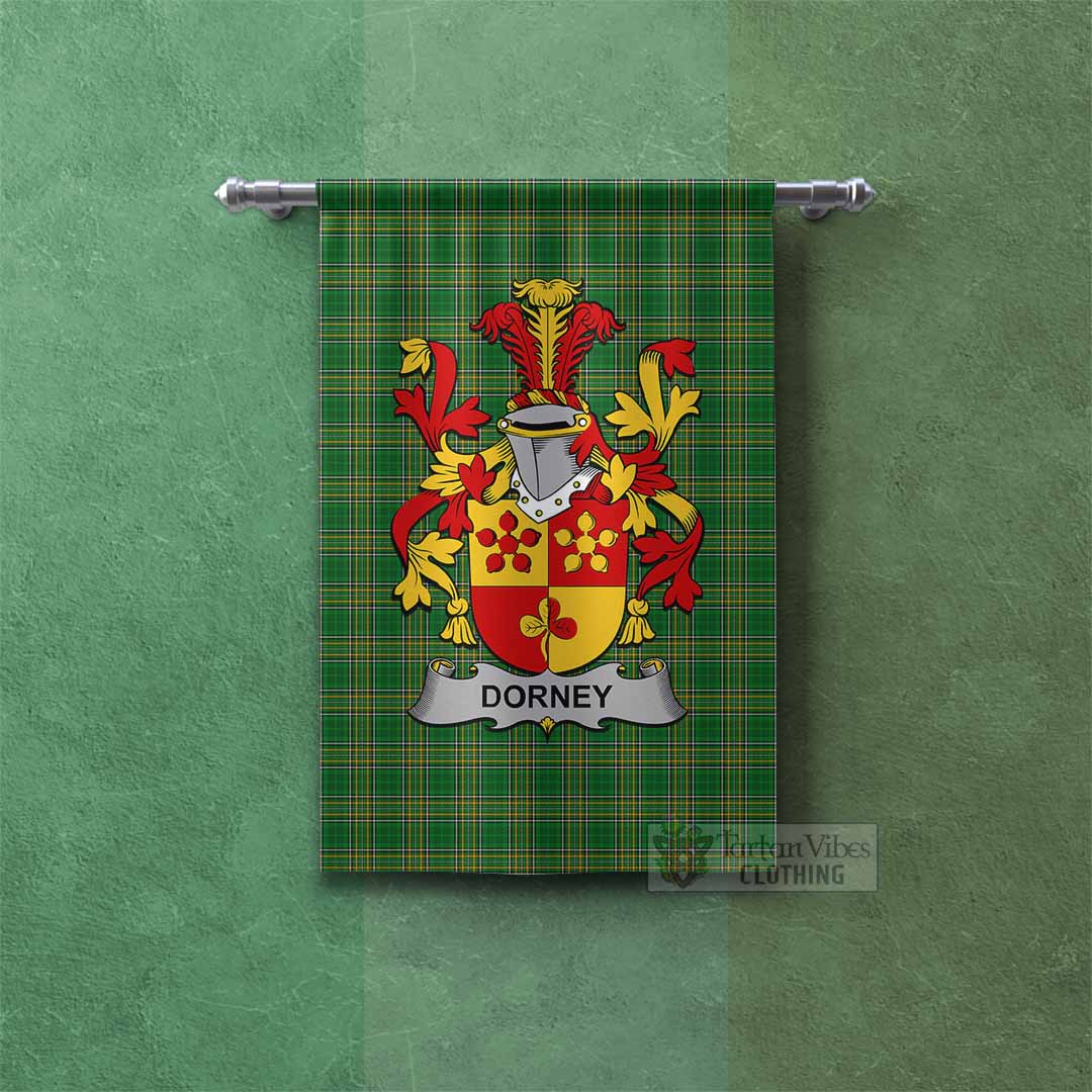 Dorney Irish Clan Tartan Gonfalon, Tartan Banner with Coat of Arms Rectangle - Tartan Vibes Clothing