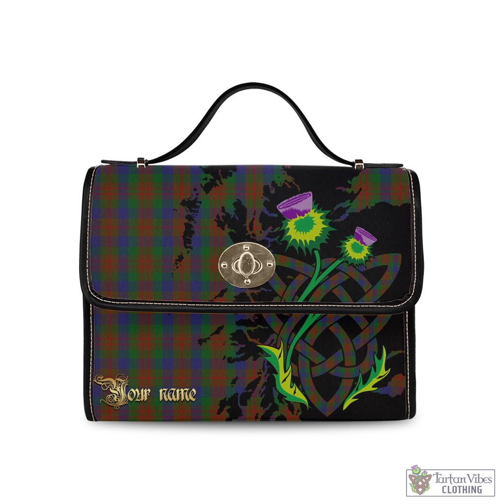 Tartan Vibes Clothing Dorward Dogwood Tartan Waterproof Canvas Bag with Scotland Map and Thistle Celtic Accents
