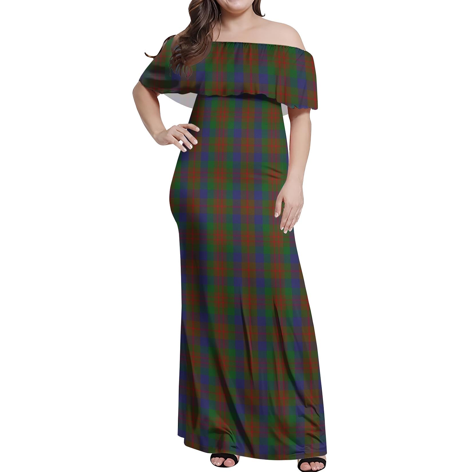 Dorward Tartan Off Shoulder Long Dress Women's Dress - Tartan Vibes Clothing