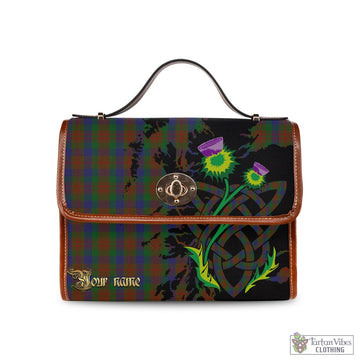Tartan Vibes Clothing Dorward Dogwood Tartan Waterproof Canvas Bag with Scotland Map and Thistle Celtic Accents