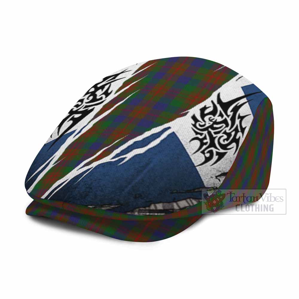 Dorward Tartan Flat Cap, Jeff Cap Scotland Flag Ripped Tribal Design