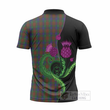 Dorward Tartan Zipper Polo Shirt Traditional Scottish Thistle