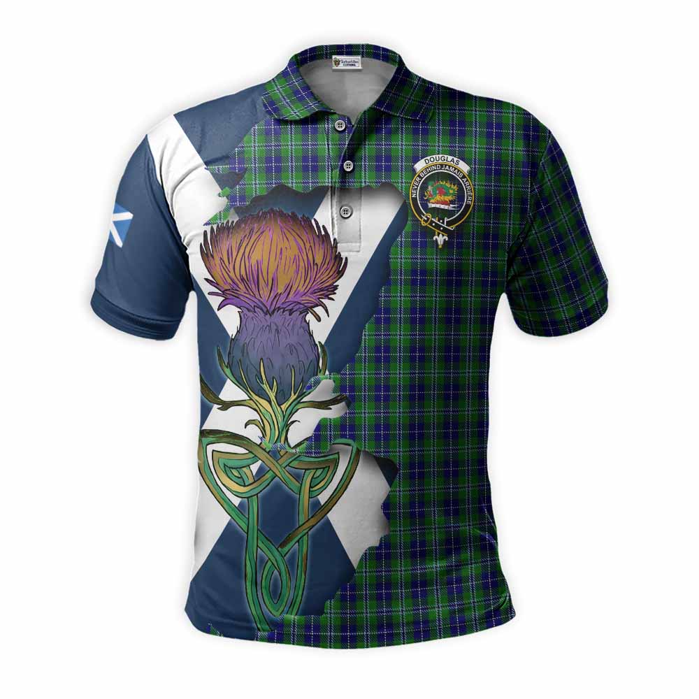 Tartan Vibes Clothing Douglas Tartan Family Crest Polo Shirt Scottish Thistle Celtic Inspired
