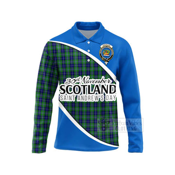Douglas Family Crest Tartan Long Sleeve Polo Shirt Celebrate Saint Andrew's Day in Style