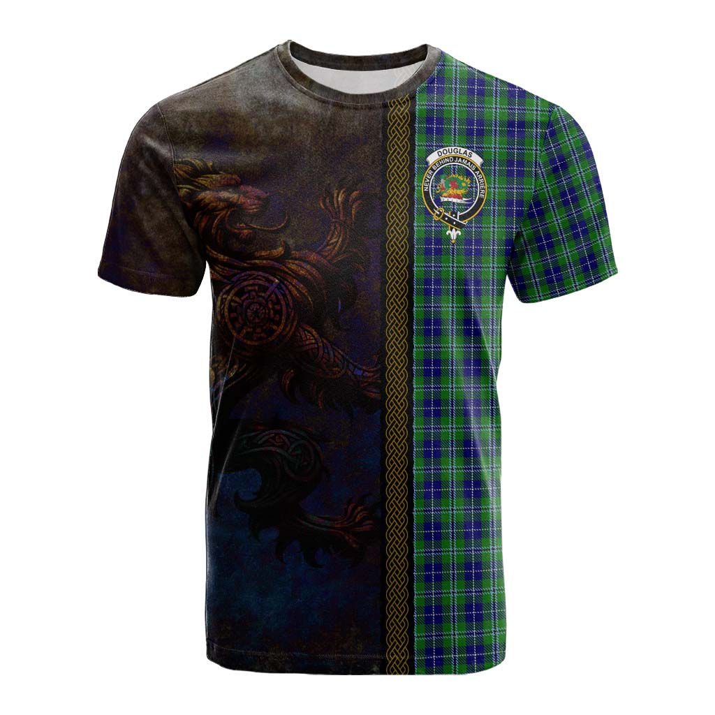 Tartan Vibes Clothing Douglas Tartan Family Crest Cotton T-shirt Alba Gu Brath Be Brave Lion Ancient Style