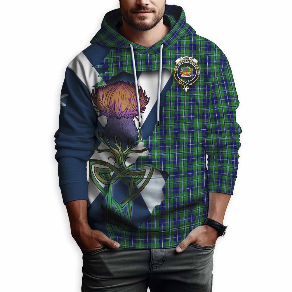 Tartan Vibes Clothing Douglas Tartan Family Crest Hoodie Scottish Thistle Celtic Inspired