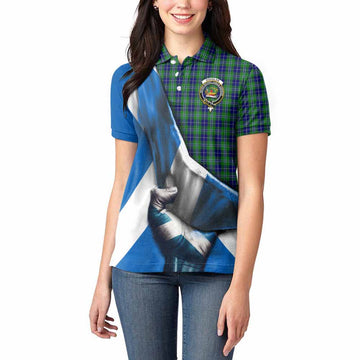 Tartan Vibes Clothing Douglas Tartan Women's Polo Shirt with Family Crest Scotland Patriotic Style