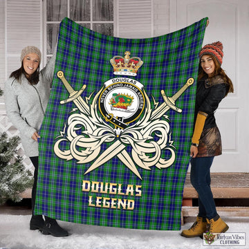 Douglas Tartan Blanket with Clan Crest and the Golden Sword of Courageous Legacy