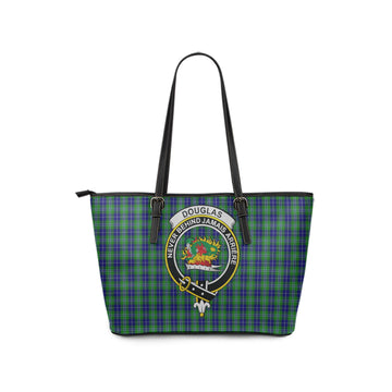 Douglas Tartan Leather Tote Bag with Family Crest