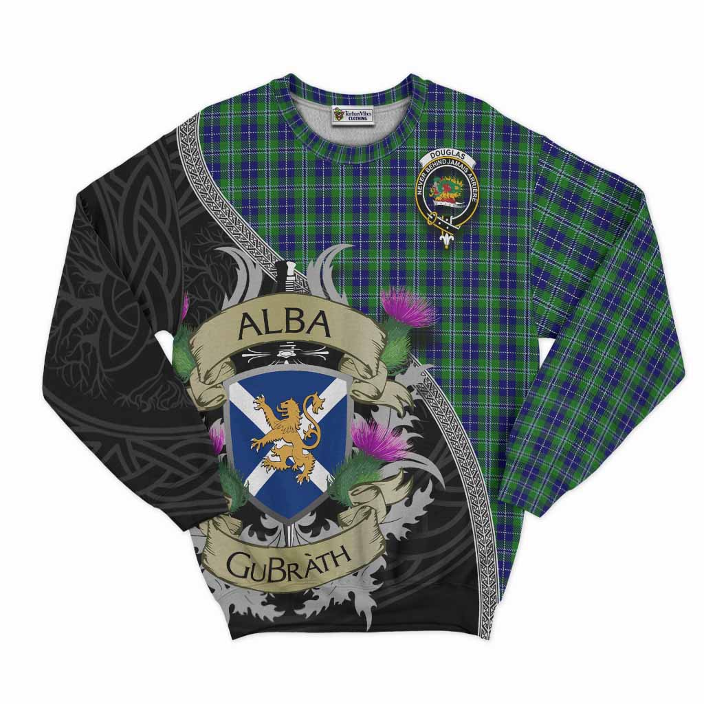 Tartan Vibes Clothing Douglas Tartan Family Crest Sweatshirt Lion Rampant Royal Thistle Shield Celtic Inspired