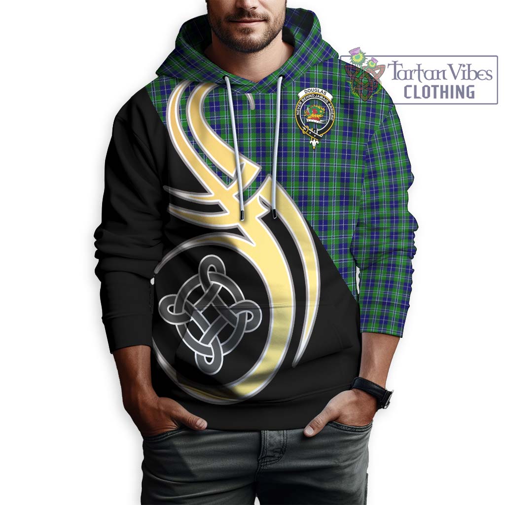 Douglas Tartan Hoodie with Family Crest and Celtic Symbol Style Zip Hoodie - Tartan Vibes Clothing
