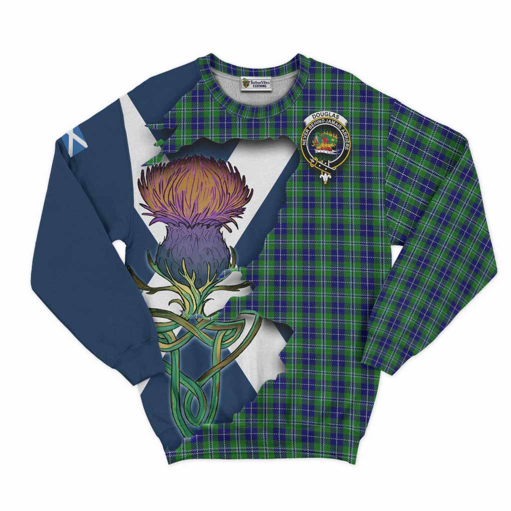Tartan Vibes Clothing Douglas Tartan Family Crest Sweatshirt Scottish Thistle Celtic Inspired