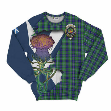 Tartan Vibes Clothing Douglas Tartan Family Crest Sweatshirt Scottish Thistle Celtic Inspired