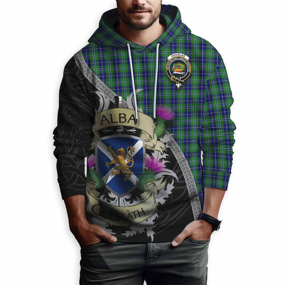 Tartan Vibes Clothing Douglas Tartan Family Crest Hoodie Lion Rampant Royal Thistle Shield Celtic Inspired