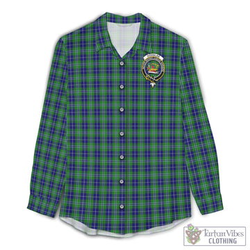 Tartan Vibes Clothing Douglas Tartan Womens Casual Shirt with Family Crest