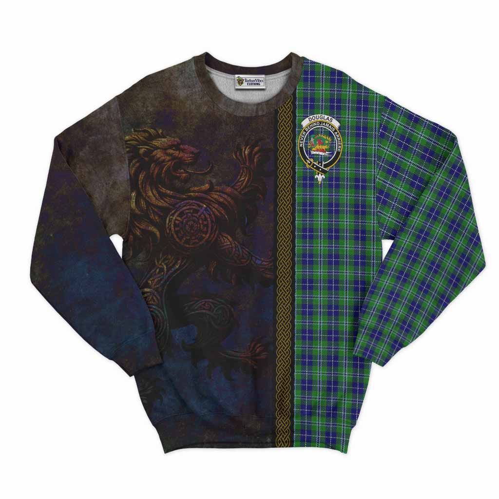 Tartan Vibes Clothing Douglas Tartan Family Crest Sweatshirt Alba Gu Brath Be Brave Lion Ancient Style