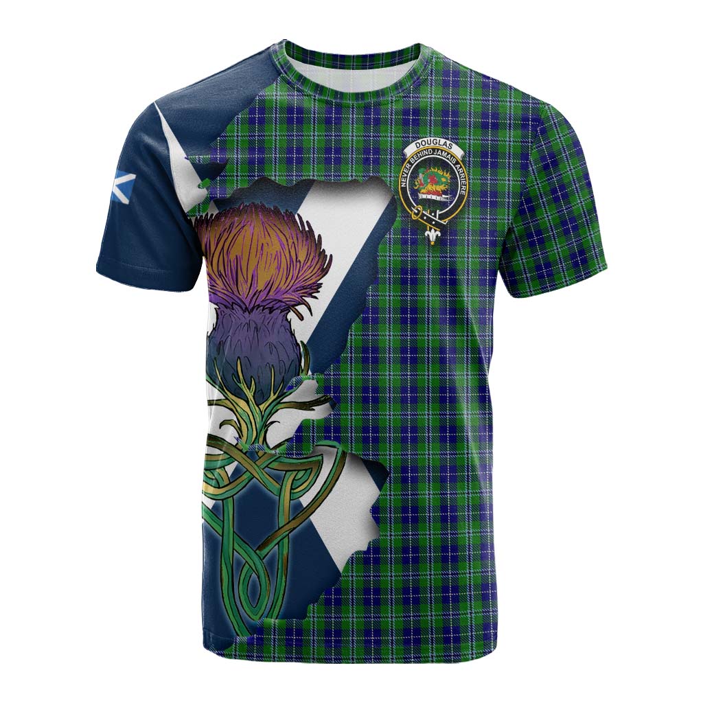 Tartan Vibes Clothing Douglas Tartan Family Crest Cotton T-shirt Scottish Thistle Celtic Inspired