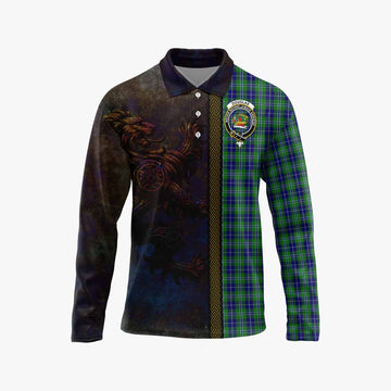 Douglas Tartan Family Crest Long Sleeve Polo Shirt Alba Gu Brath Be Brave Lion Ancient Style