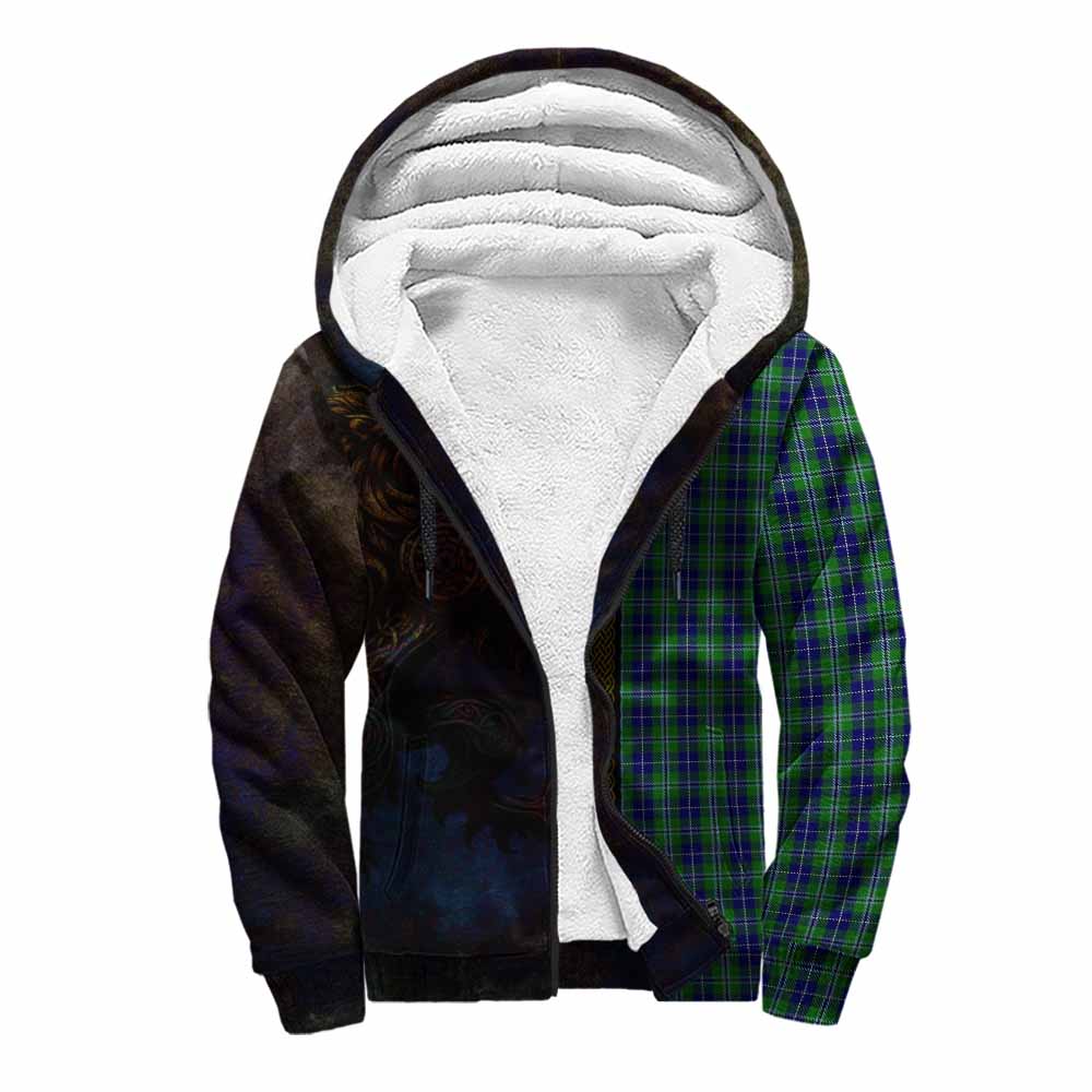 Tartan Vibes Clothing Douglas Tartan Family Crest Sherpa Hoodie Alba Gu Brath Be Brave Lion Ancient Style