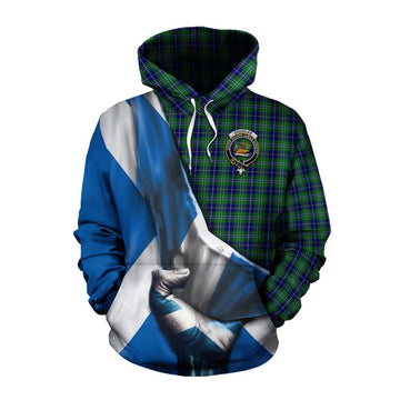 Tartan Vibes Clothing Douglas Tartan Cotton Hoodie with Family Crest Scotland Patriotic Style