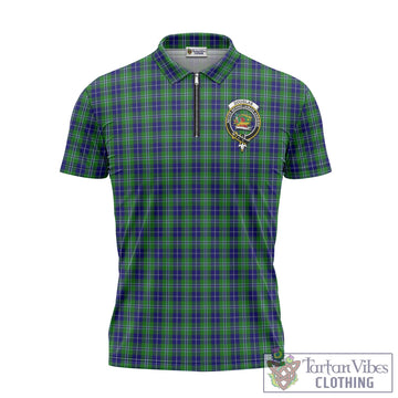 Douglas Tartan Zipper Polo Shirt with Family Crest