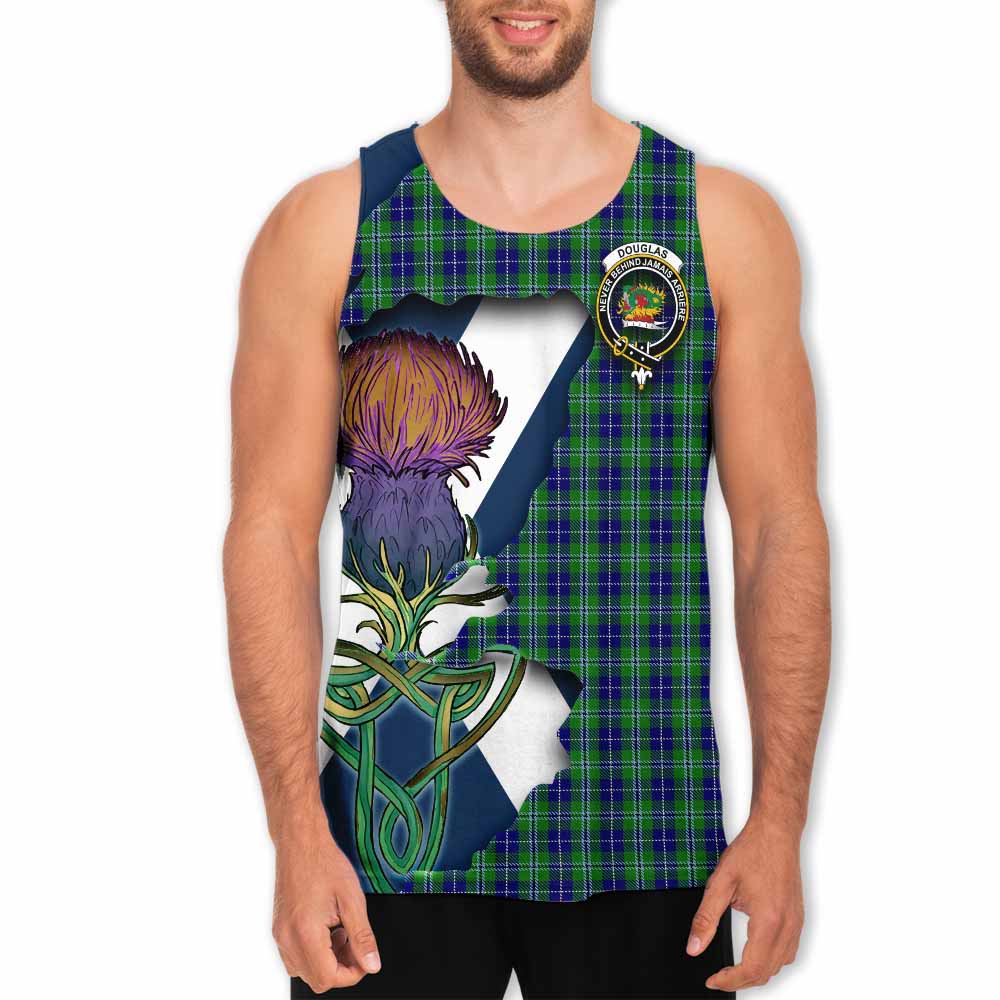 Tartan Vibes Clothing Douglas Tartan Family Crest Men's Tank Top Scottish Thistle Celtic Inspired