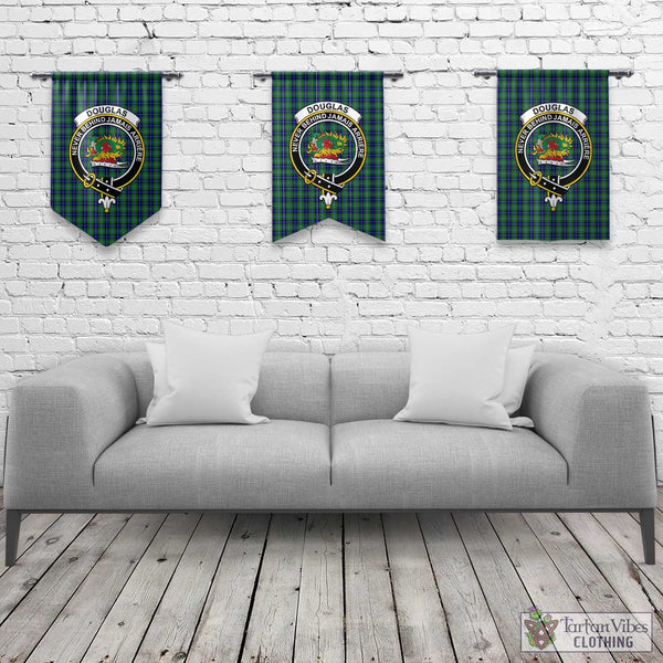 Tartan Vibes Clothing Douglas Tartan Gonfalon, Tartan Banner with Family Crest