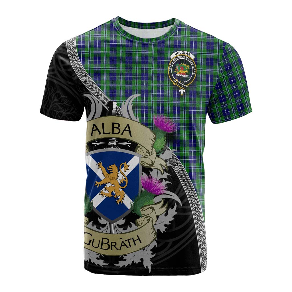 Tartan Vibes Clothing Douglas Tartan Family Crest Cotton T-shirt Lion Rampant Royal Thistle Shield Celtic Inspired