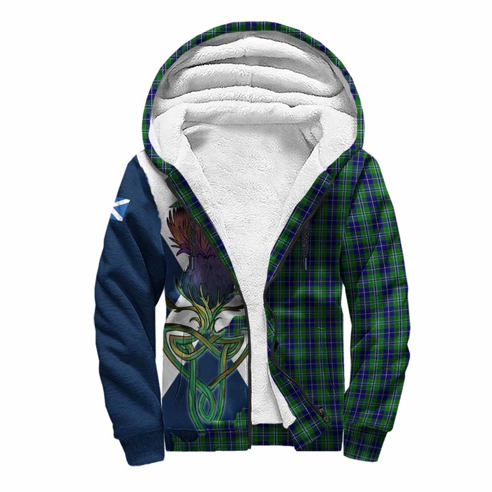 Tartan Vibes Clothing Douglas Tartan Family Crest Sherpa Hoodie Scottish Thistle Celtic Inspired