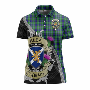 Tartan Vibes Clothing Douglas Tartan Family Crest Women's Polo Shirt Lion Rampant Royal Thistle Shield Celtic Inspired