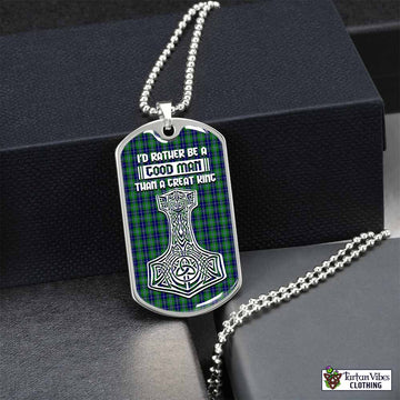 Tartan Vibes Clothing Douglas Tartan Dog Tag Necklace Viking Mjolnir Style