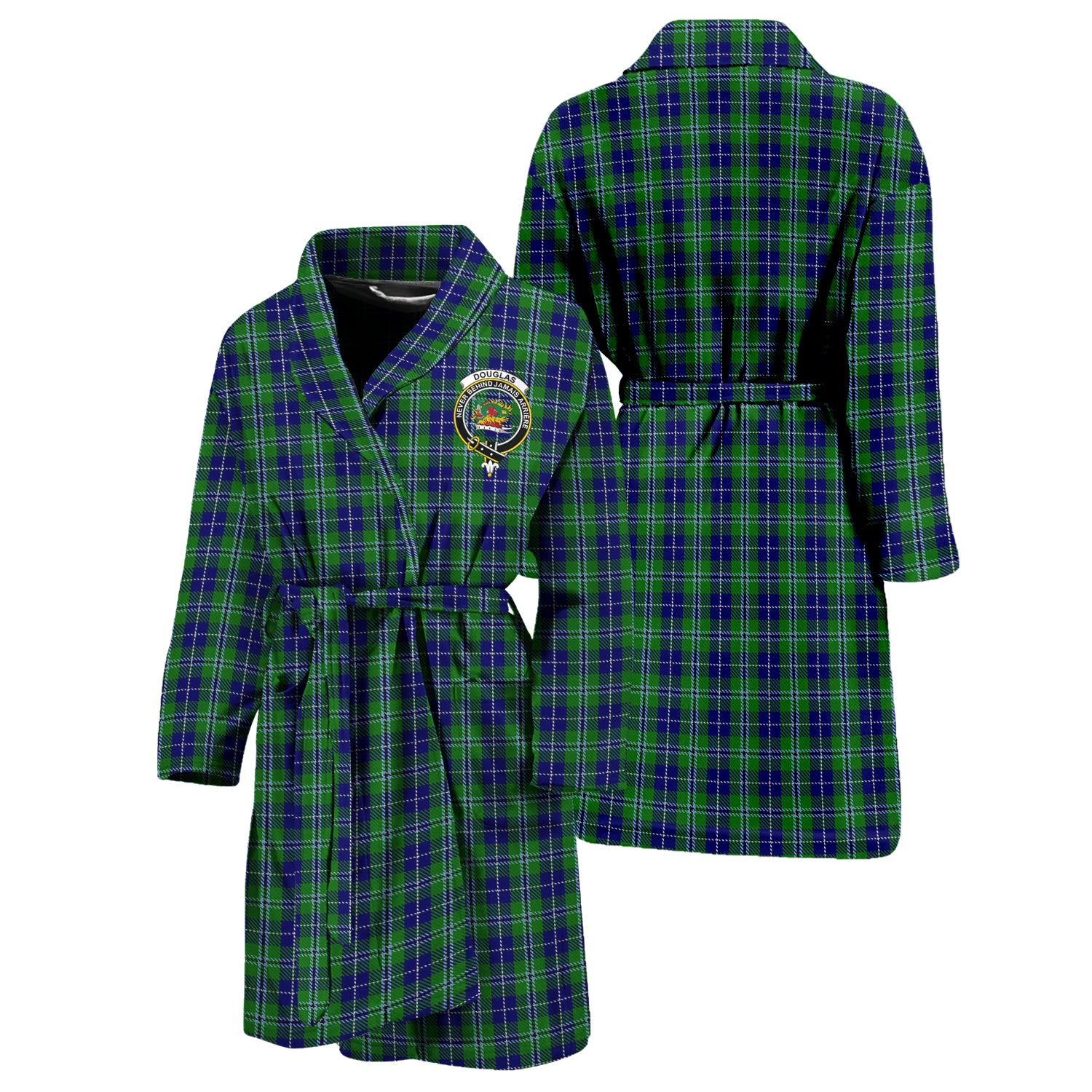 Douglas Tartan Bathrobe with Family Crest Unisex S - Tartan Vibes Clothing