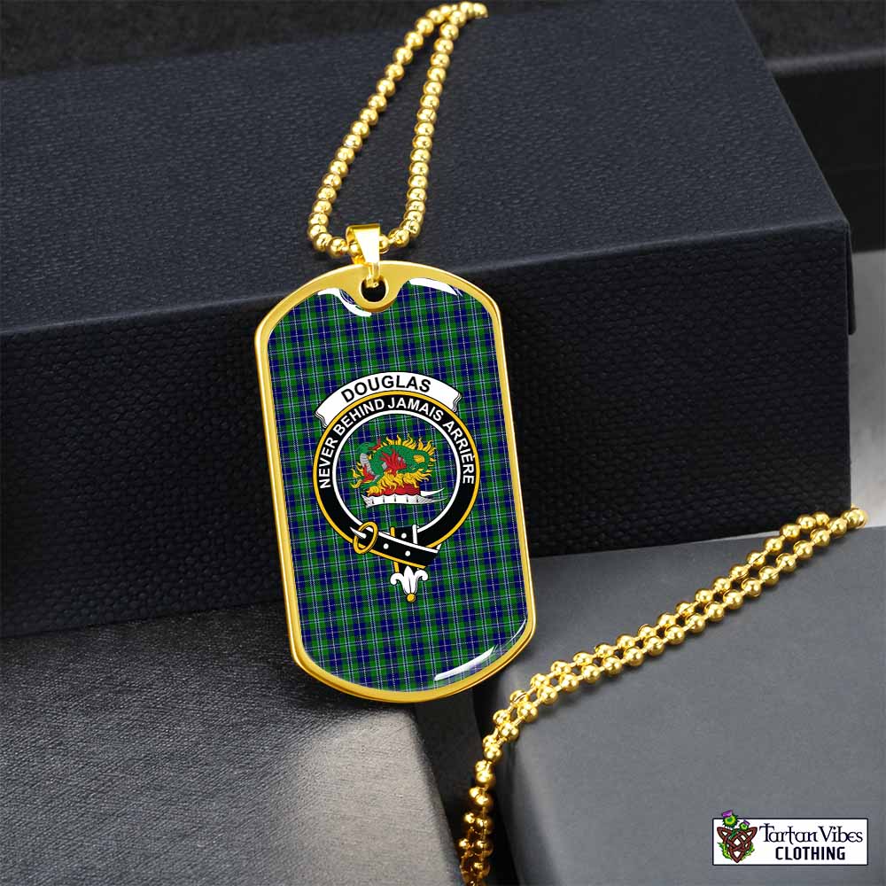 Tartan Vibes Clothing Douglas Tartan Dog Tag Necklace with Family Crest