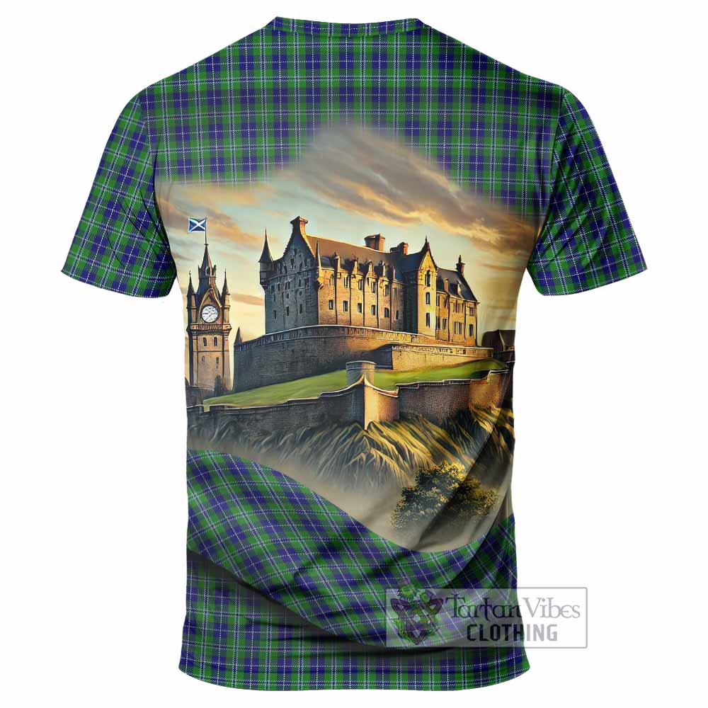 Tartan Vibes Clothing Douglas Tartan Family Crest T-Shirt with Scottish Ancient Castle Stype
