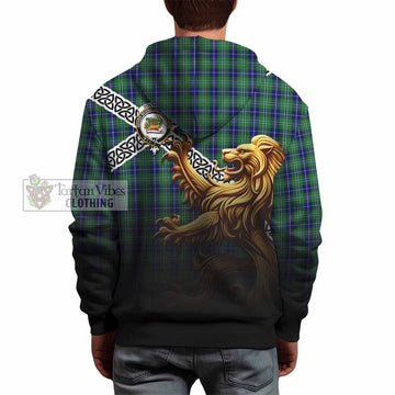 Tartan Vibes Clothing Douglas Crest Tartan Hoodie with Golden Lion Emblem Celtic Style