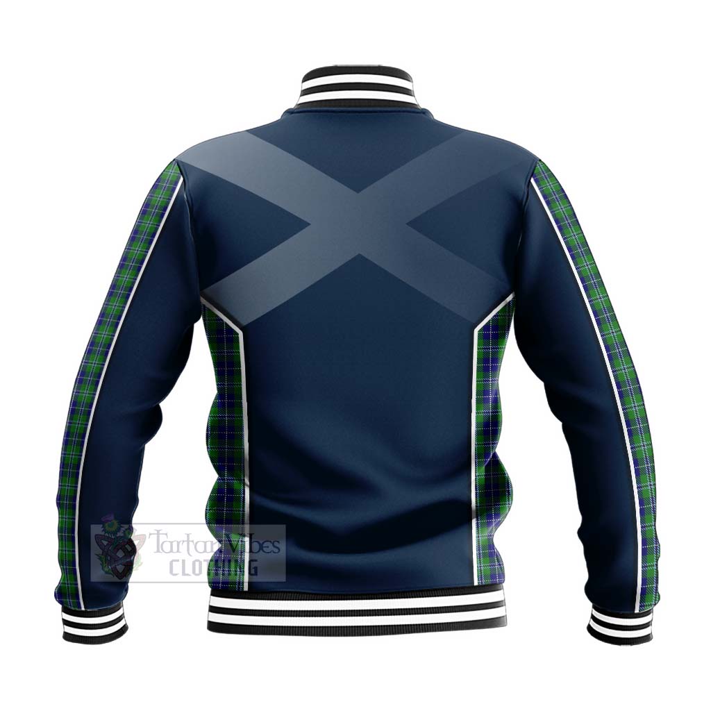 Tartan Vibes Clothing Douglas Tartan Baseball Jacket with Family Crest and Scottish Thistle Vibes Sport Style