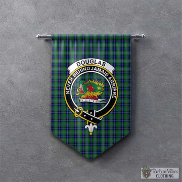 Douglas Tartan Gonfalon, Tartan Banner with Family Crest