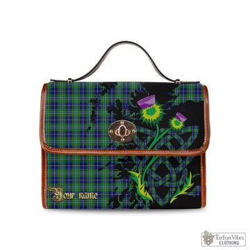 Douglas Tartan Waterproof Canvas Bag with Scotland Map and Thistle Celtic Accents