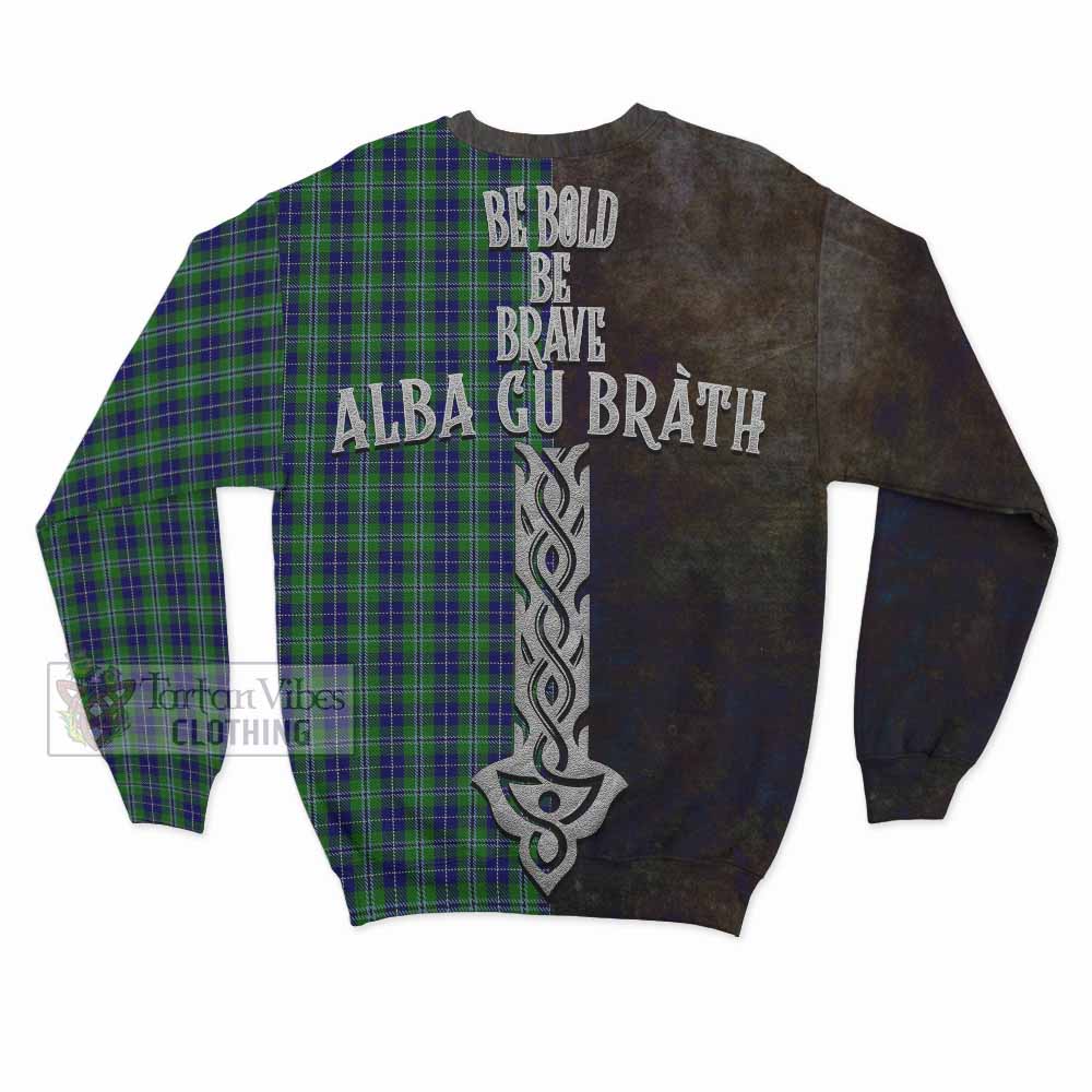 Tartan Vibes Clothing Douglas Tartan Family Crest Sweatshirt Alba Gu Brath Be Brave Lion Ancient Style