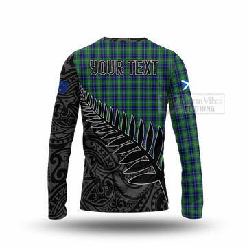 Tartan Vibes Clothing Douglas Crest Tartan Long Sleeve T-Shirt with New Zealand Silver Fern Half Style