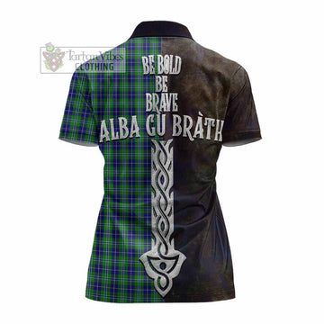 Douglas Tartan Family Crest Women's Polo Shirt Alba Gu Brath Be Brave Lion Ancient Style