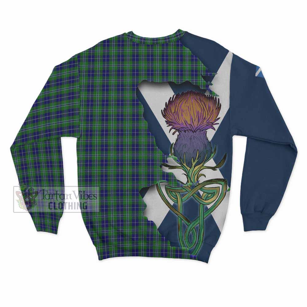 Tartan Vibes Clothing Douglas Tartan Family Crest Sweatshirt Scottish Thistle Celtic Inspired