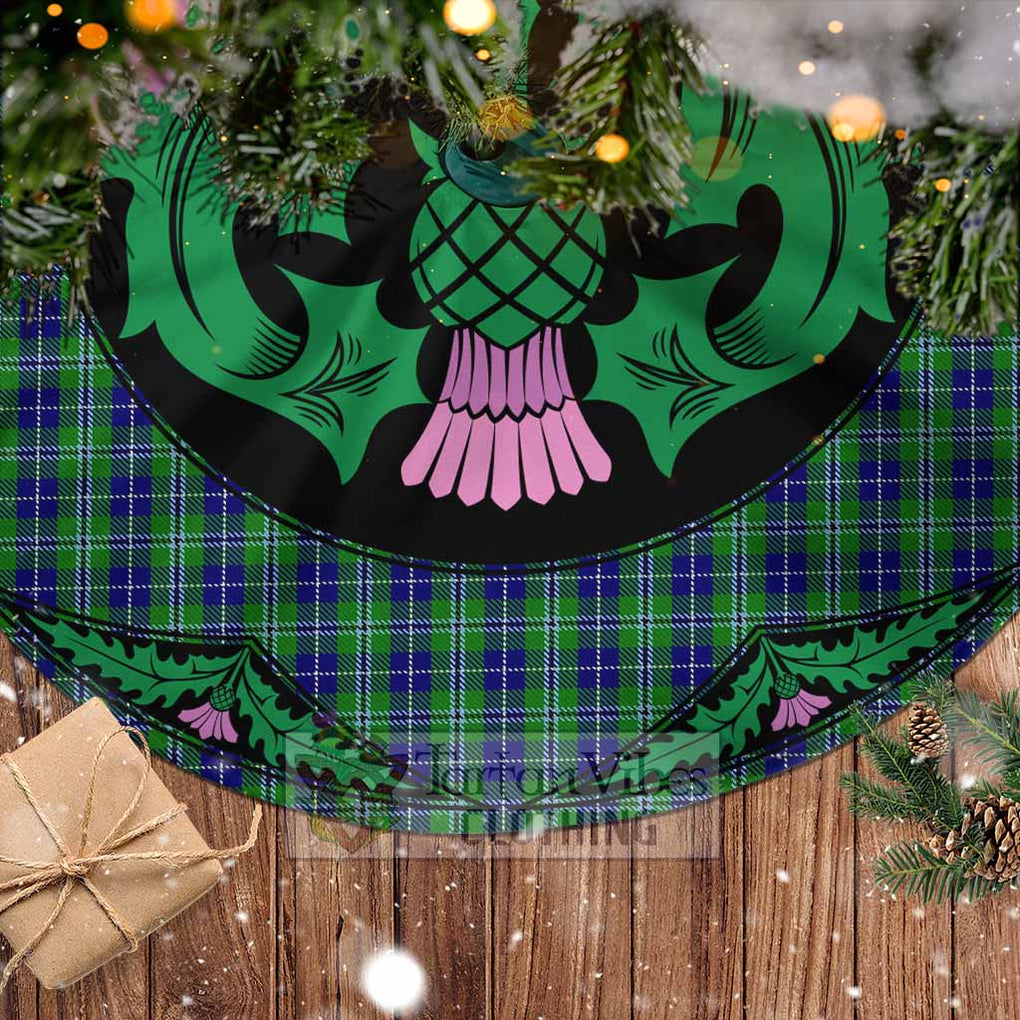 Tartan Vibes Clothing Douglas Tartan Christmas Tree Skirt Scottish Thistle Style