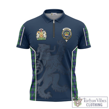 Douglas Tartan Zipper Polo Shirt with Family Crest and Lion Rampant Vibes Sport Style